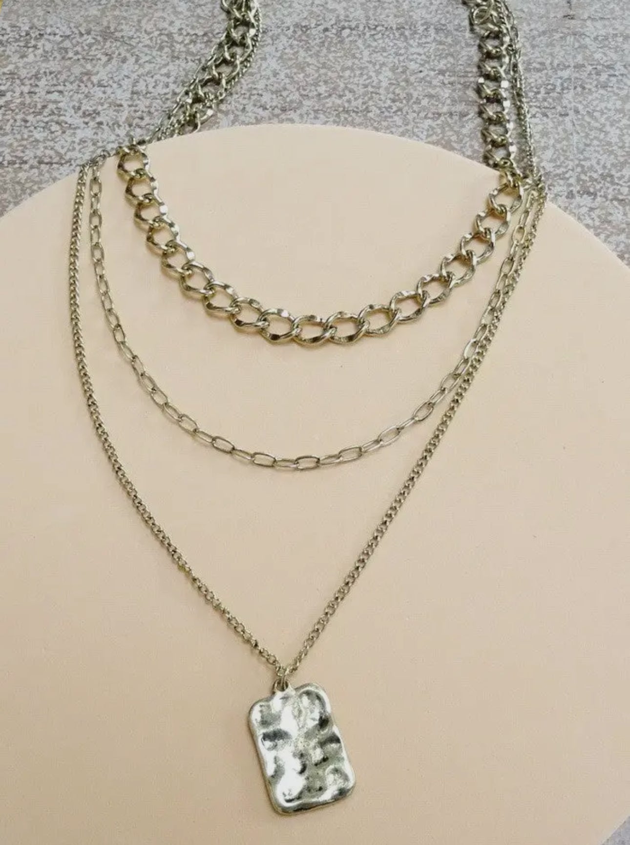 Multi Layered Textured Necklace