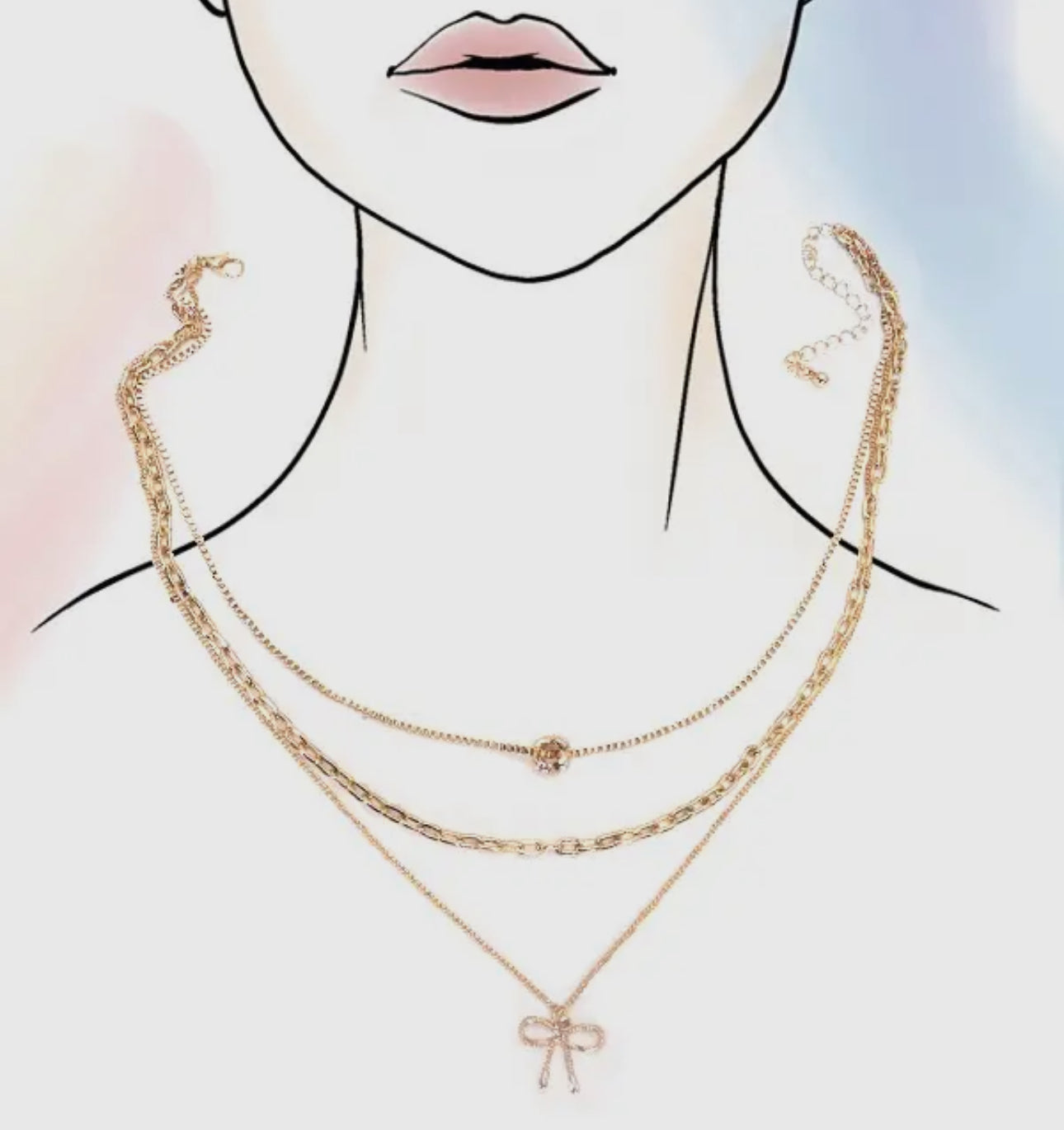 Multi Layer Pearl Bow Necklace