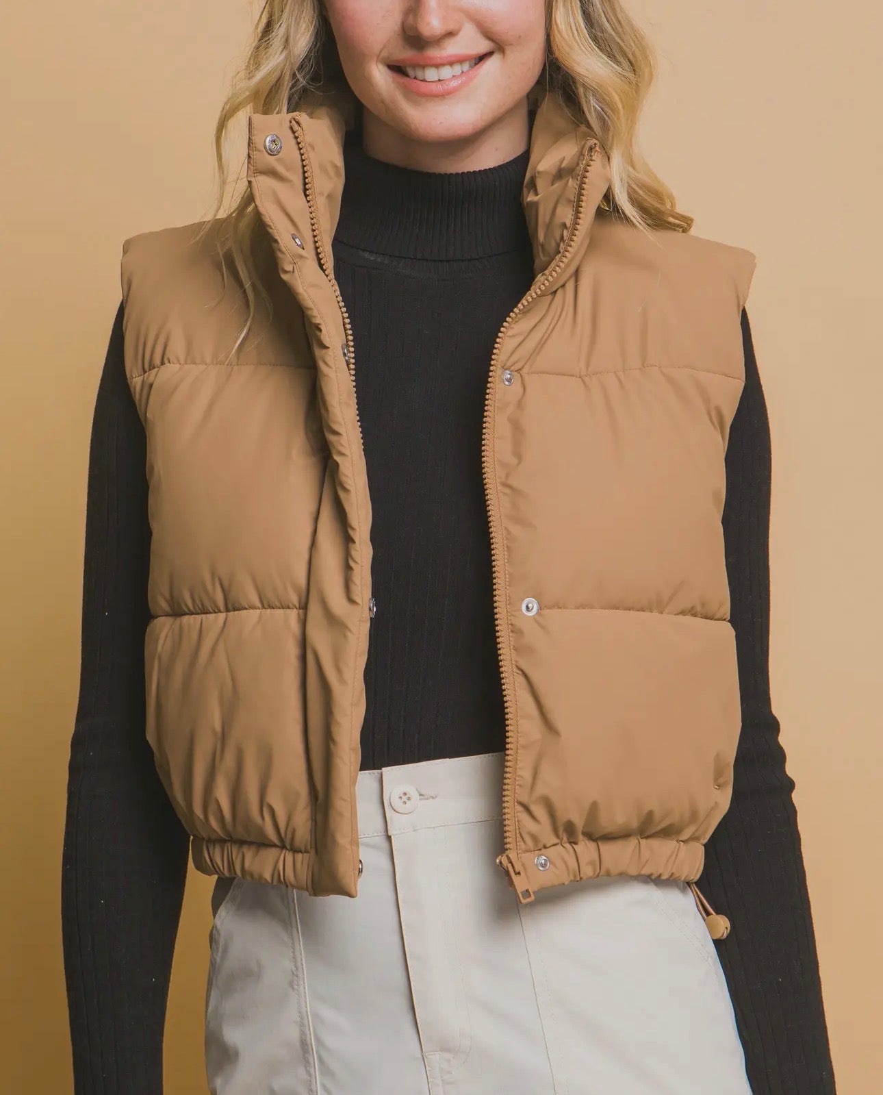 Cropped Puffer Vest w/ Pockets