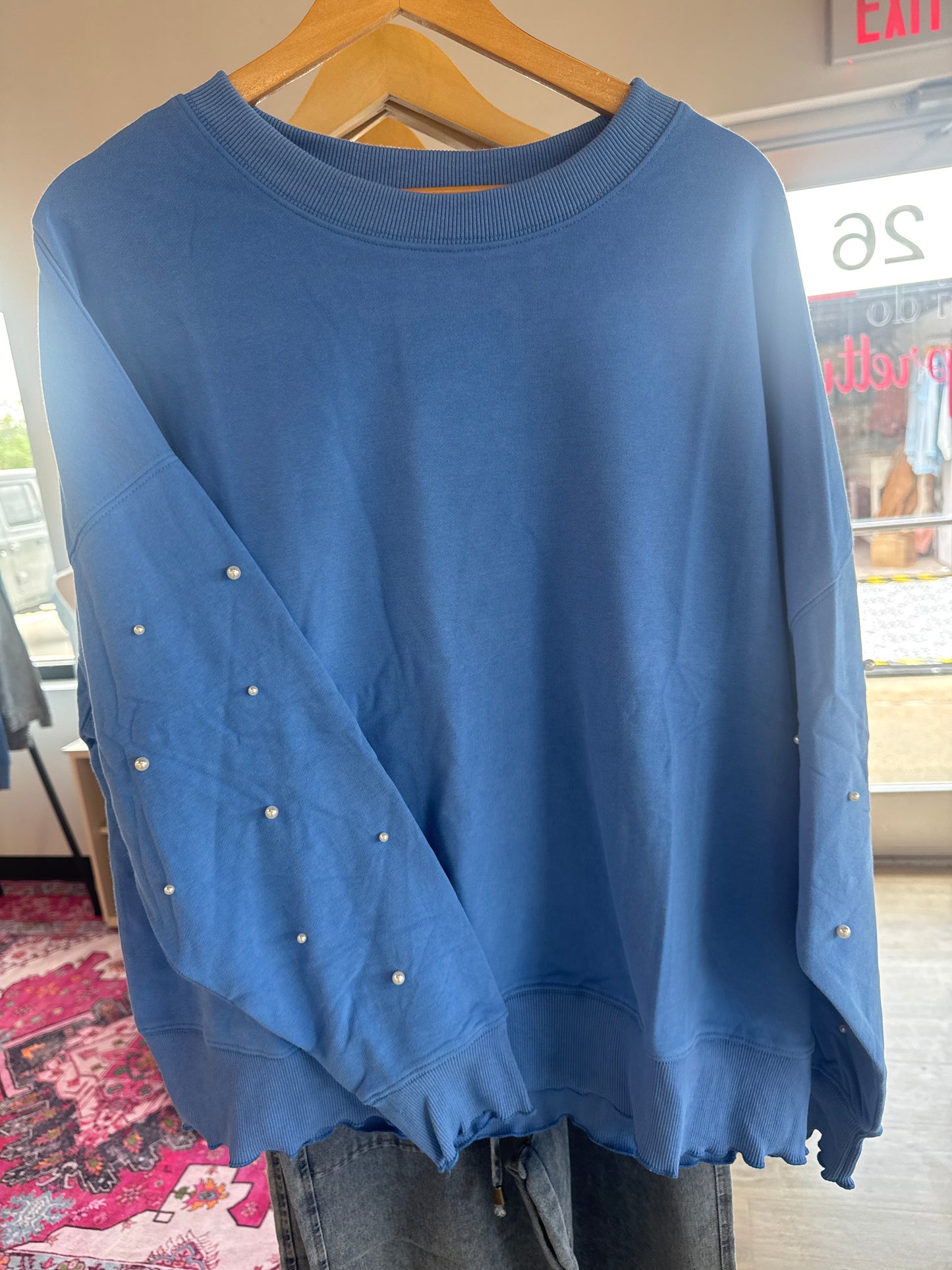 Lettuce Edged Pearl Top | Blue