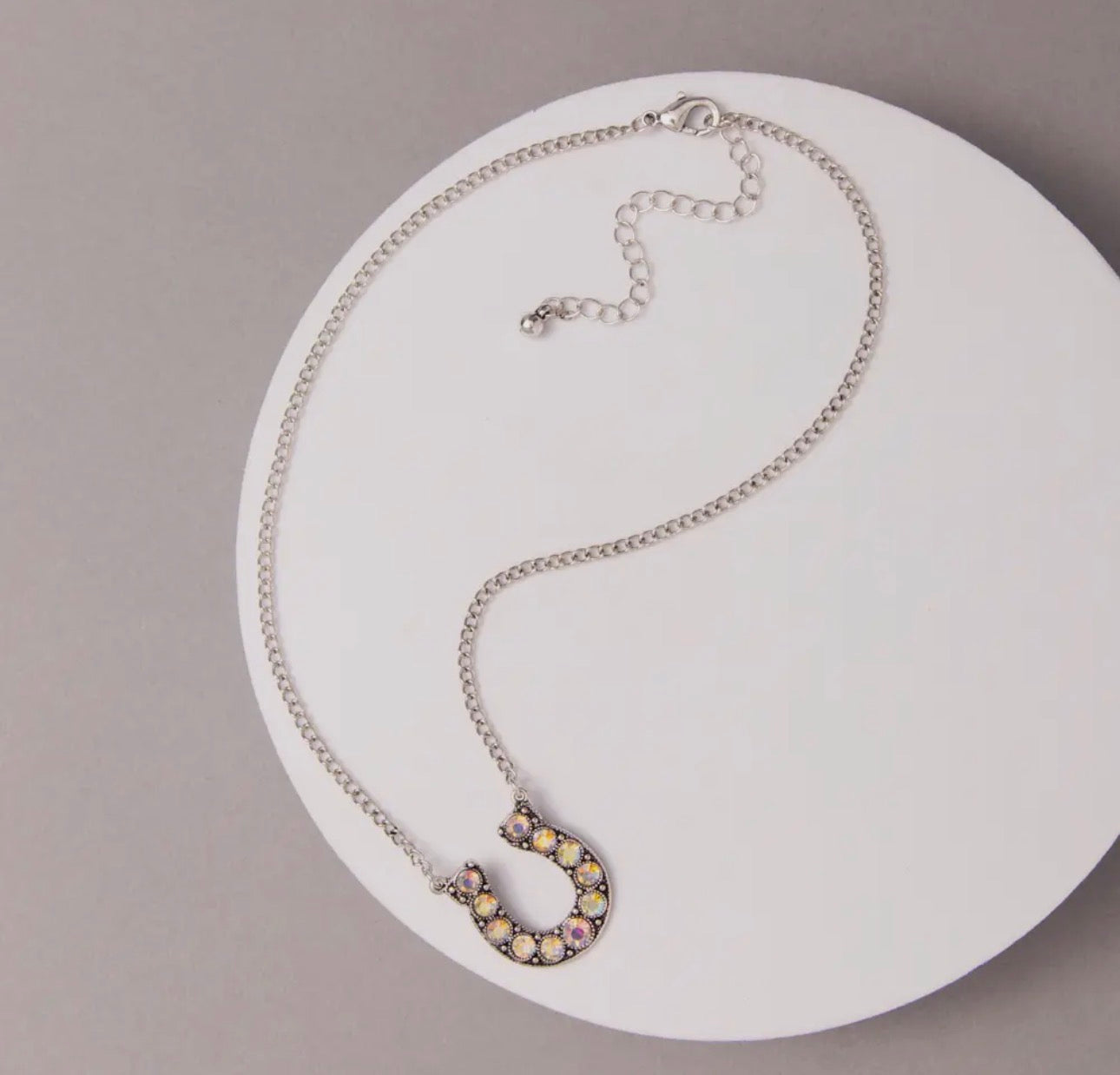 Western Crystal Horseshoe Pendant Necklace