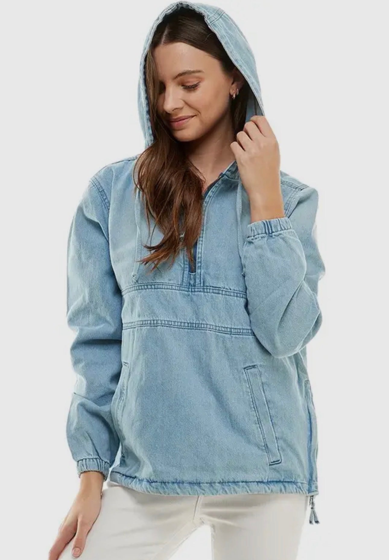 Denim Jacket w/ Pockets & Hood