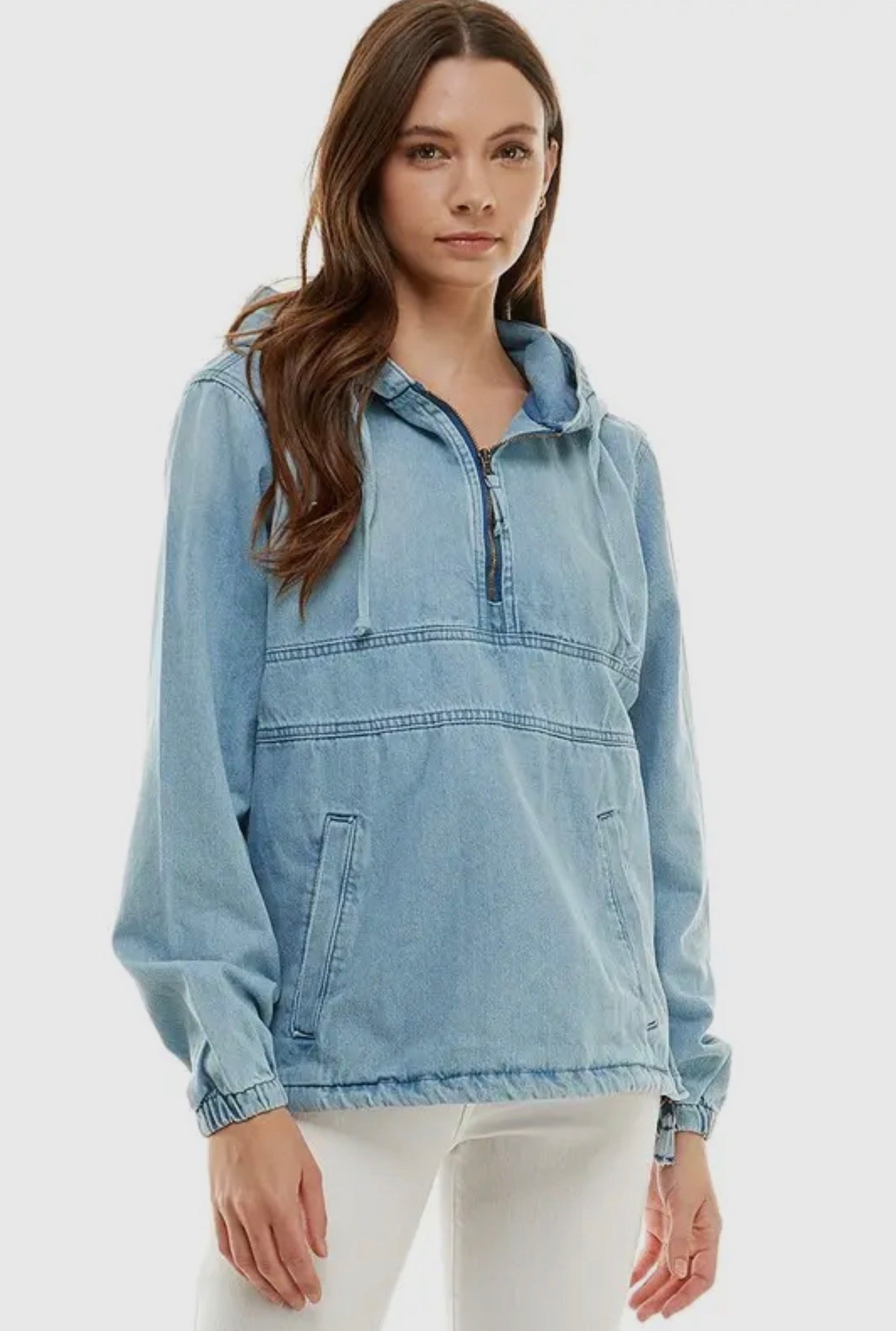 Denim Jacket w/ Pockets & Hood