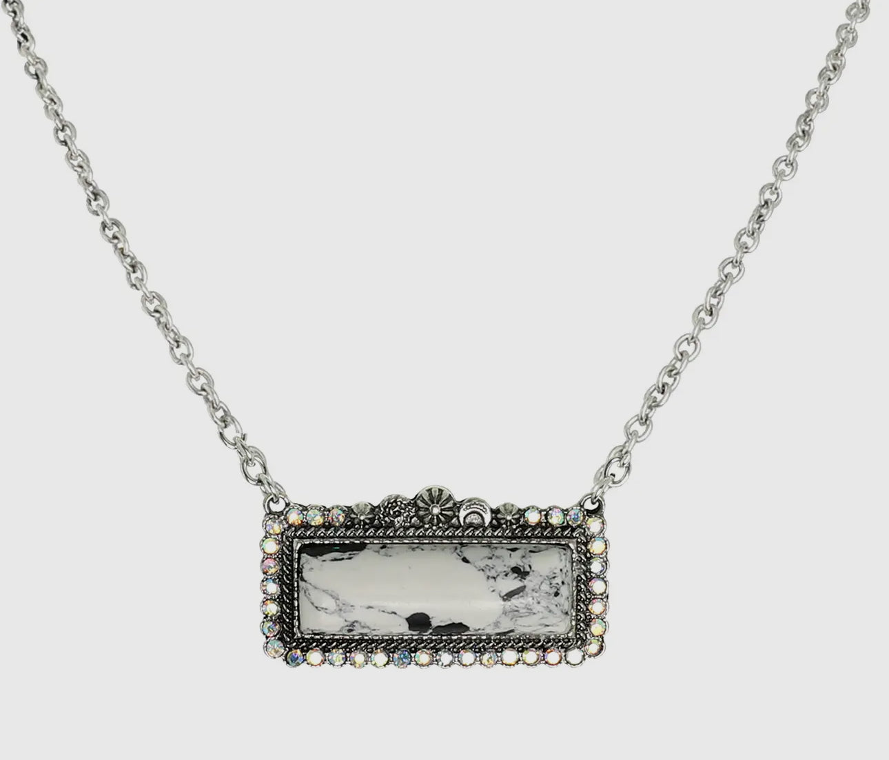 Western Rectangle Necklace | White
