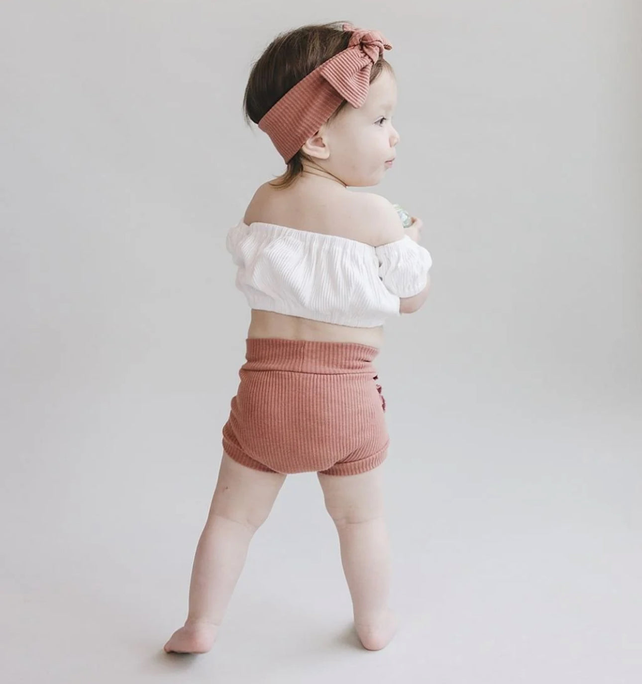 Ribbed Crop Top Set | Dusty Rose