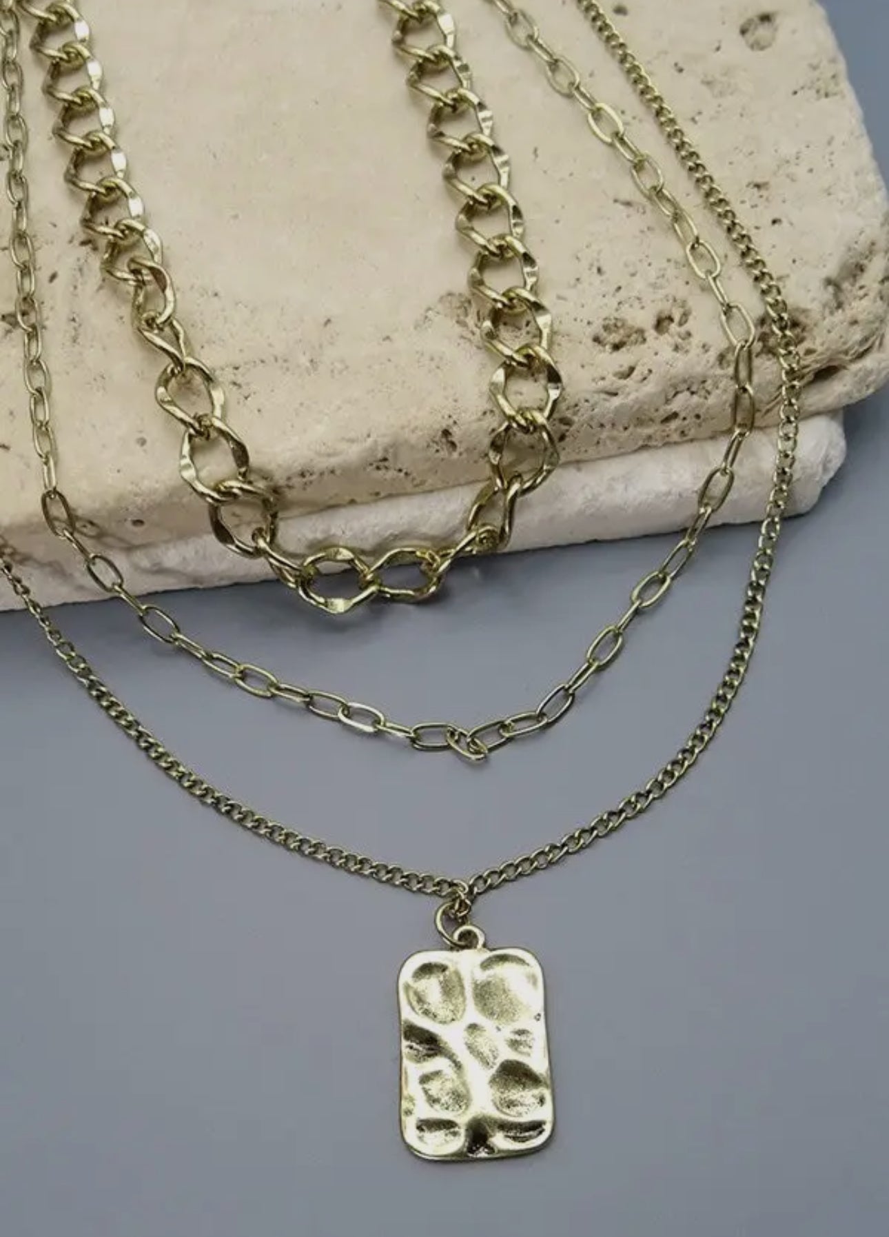 Multi Layered Textured Necklace