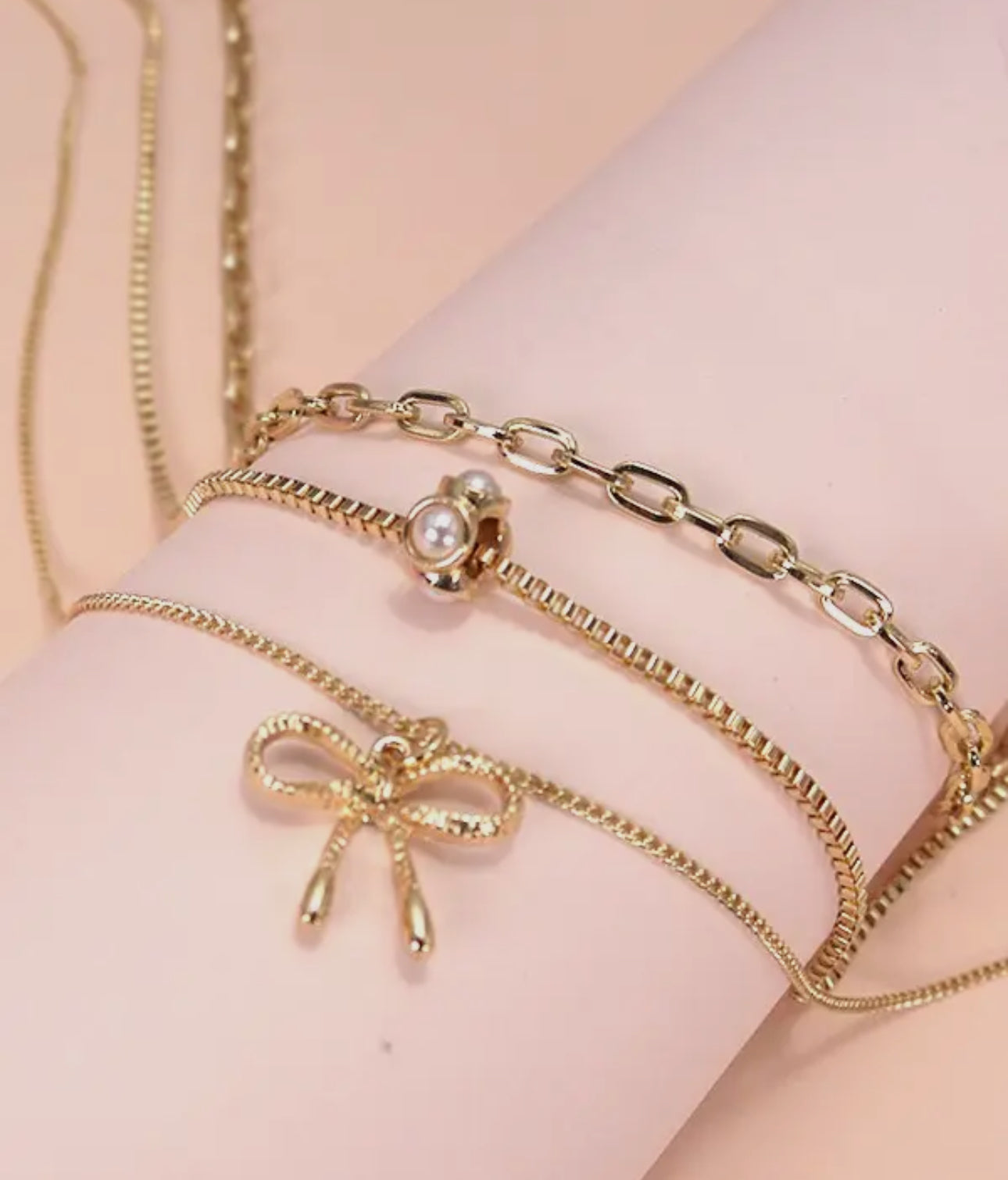 Multi Layer Pearl Bow Necklace