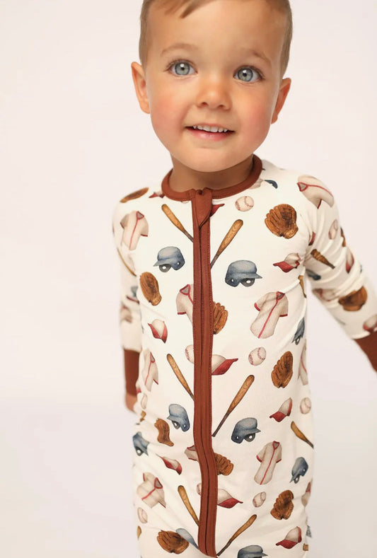 Bamboo Zip Romper | Baseball
