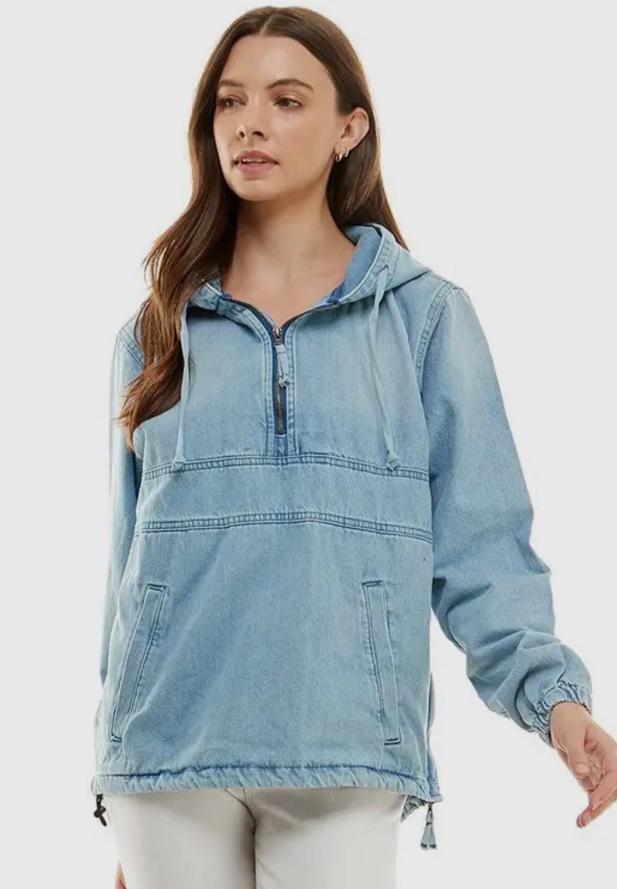 Denim Jacket w/ Pockets & Hood