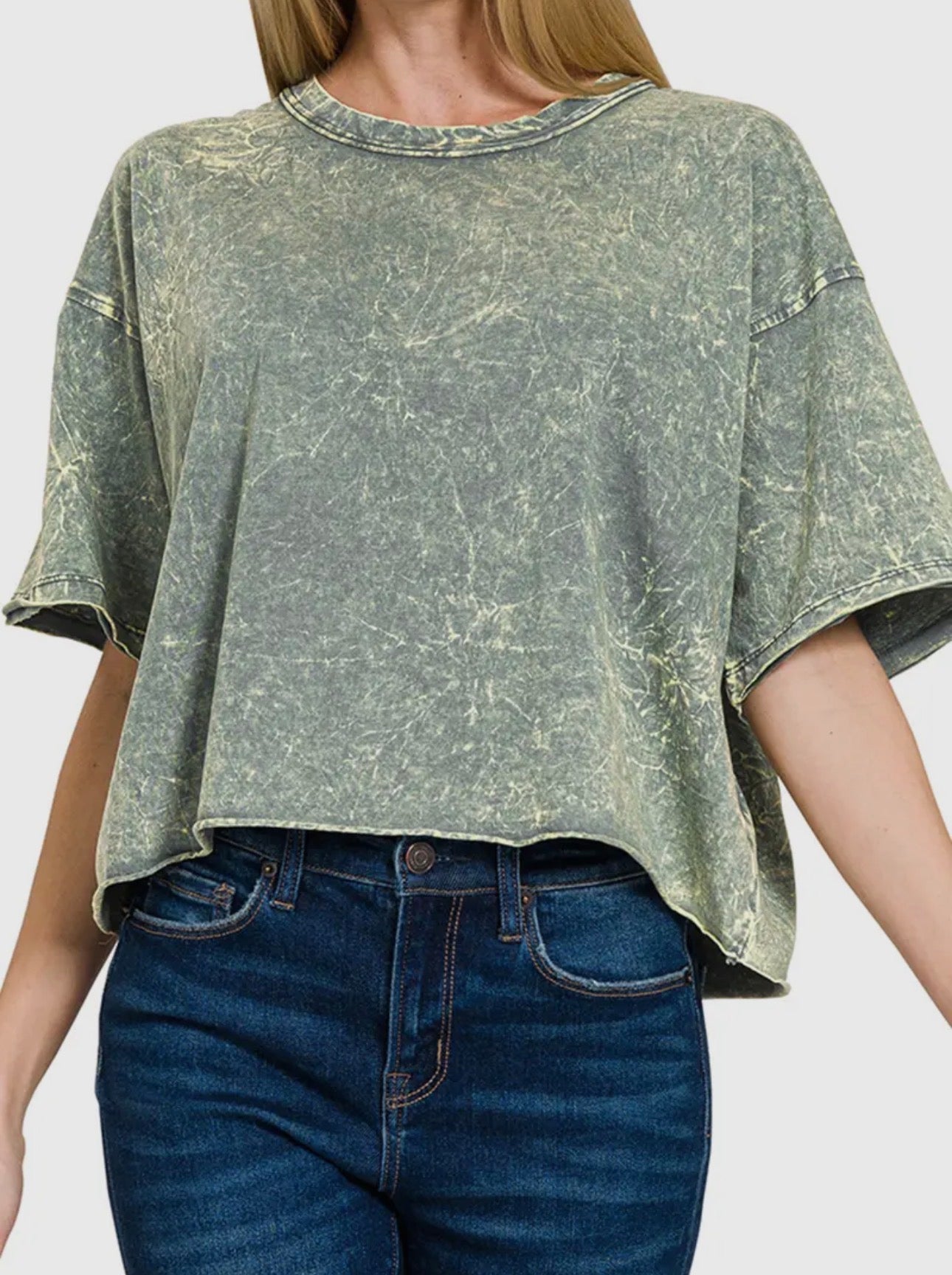 Acid Crinkle-Washed Oversized Tee