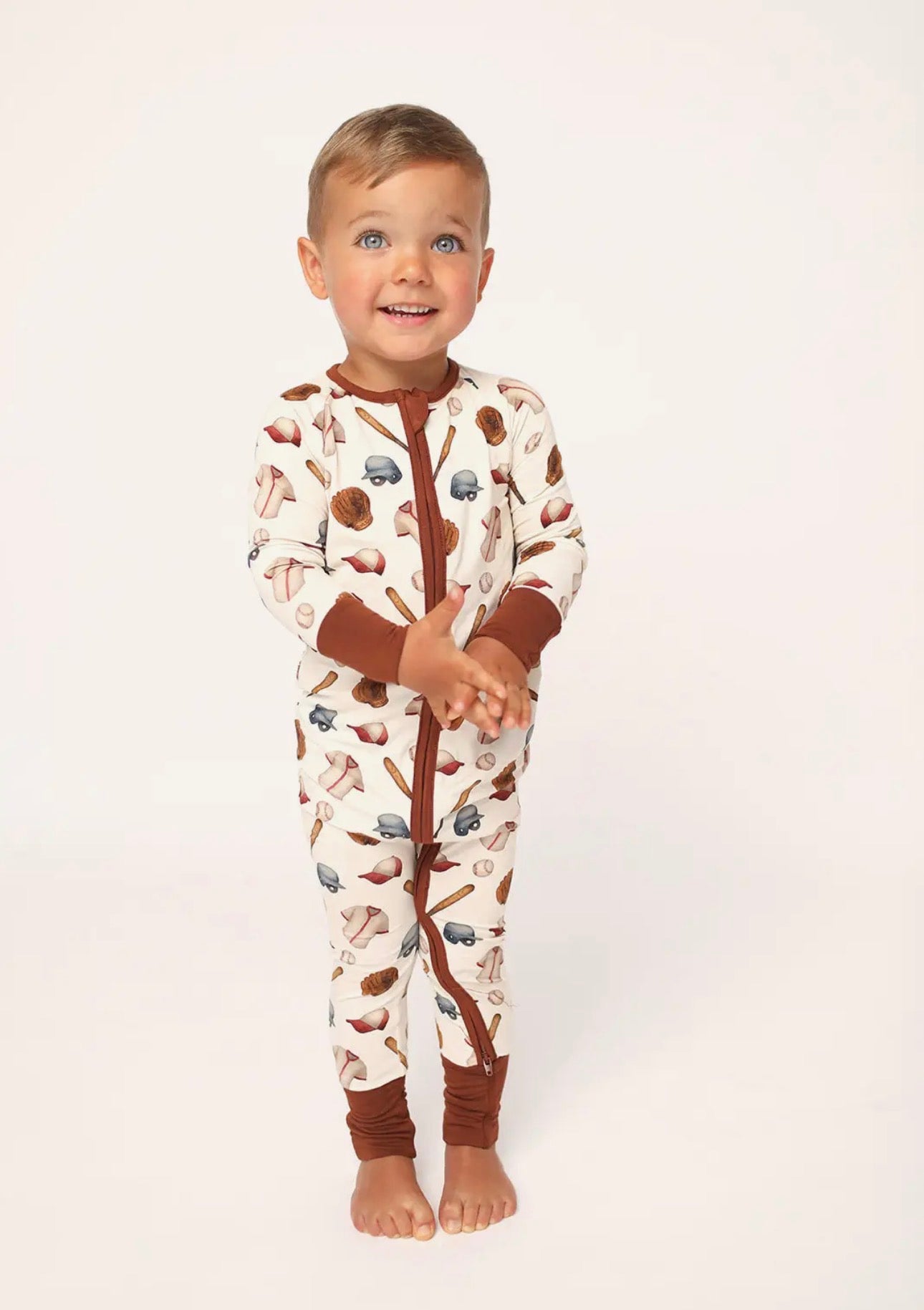 Bamboo Zip Romper | Baseball