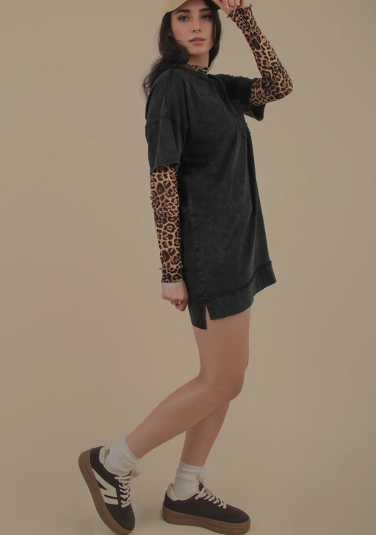 Mineral Washed Oversized Mini Dress