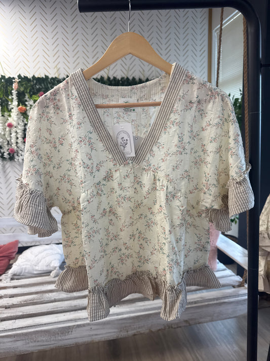 Floral & Stripe Top