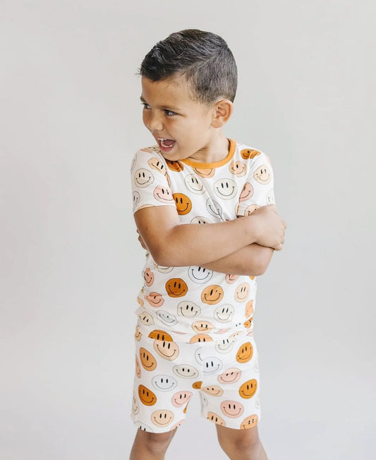 Smiley Bamboo Two Piece Shorts Set | Copper