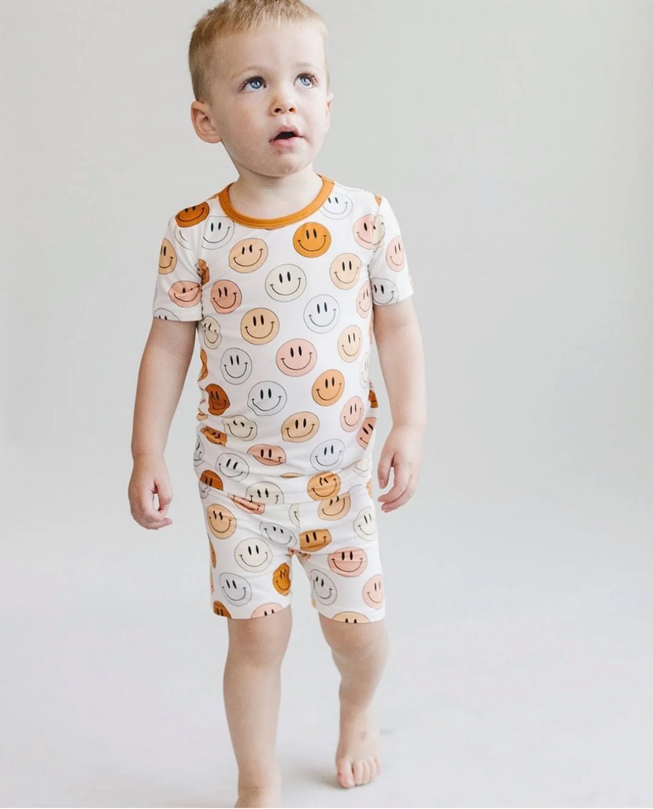Smiley Bamboo Two Piece Shorts Set | Copper