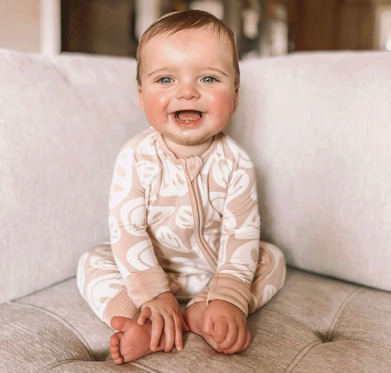 Bamboo Zip Romper | Smiley
