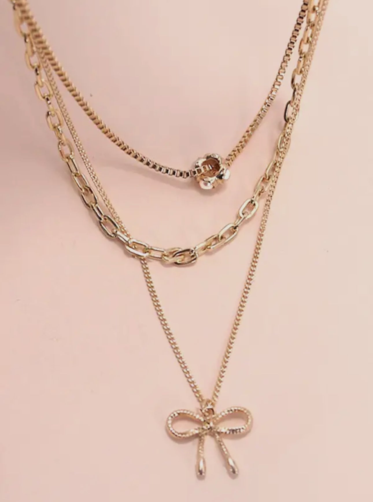 Multi Layer Pearl Bow Necklace
