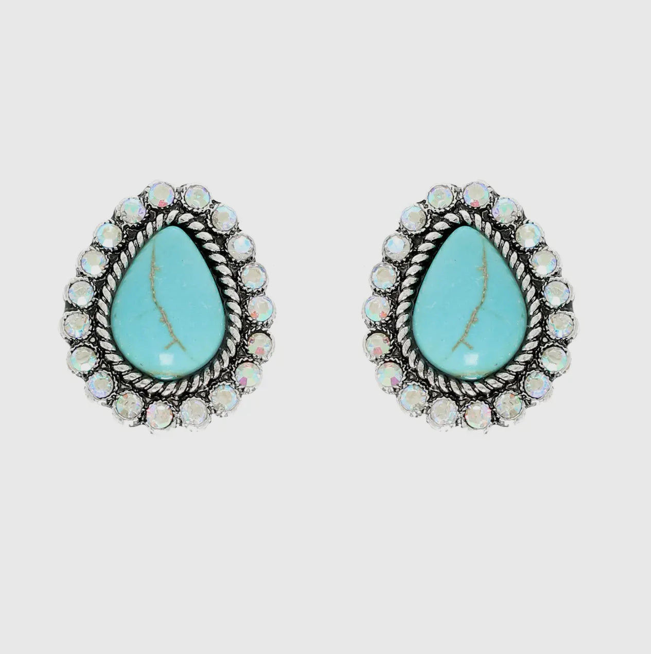 Western Navajo Turquoise Teardrop Earrings