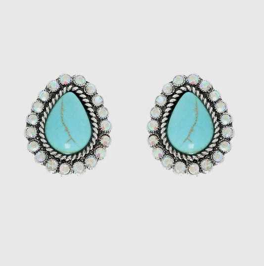 Western Navajo Turquoise Teardrop Earrings