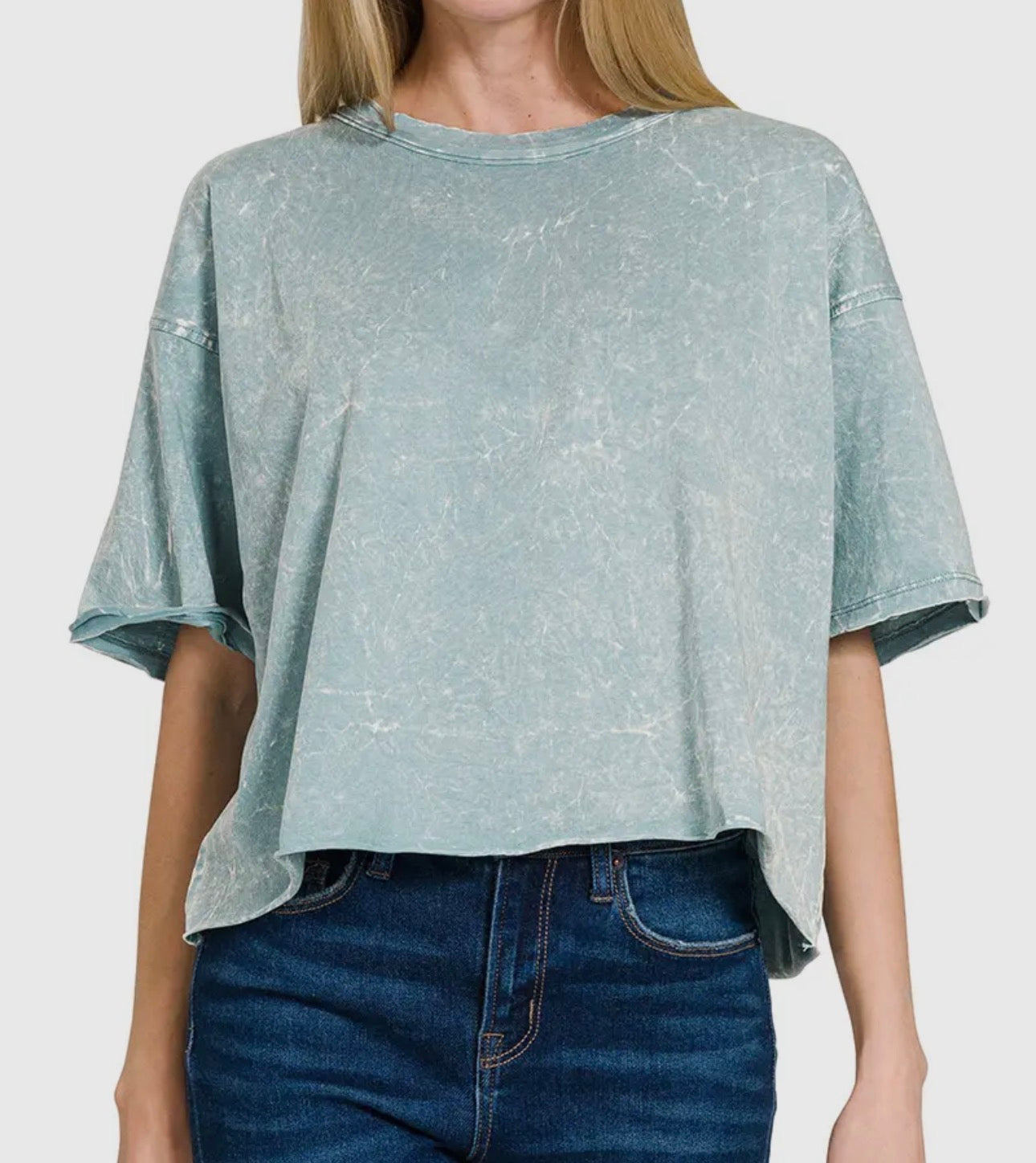 Acid Crinkle-Washed Oversized Tee