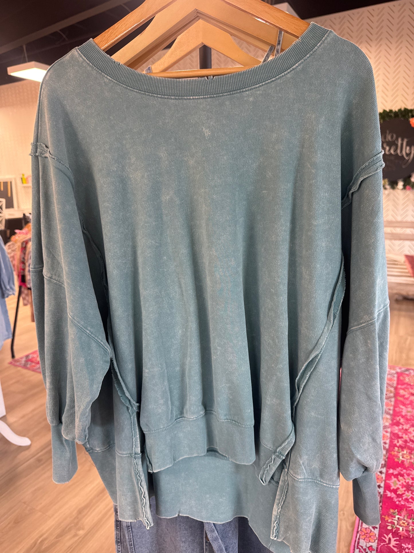 Raw Edge Dusty Blue Crew