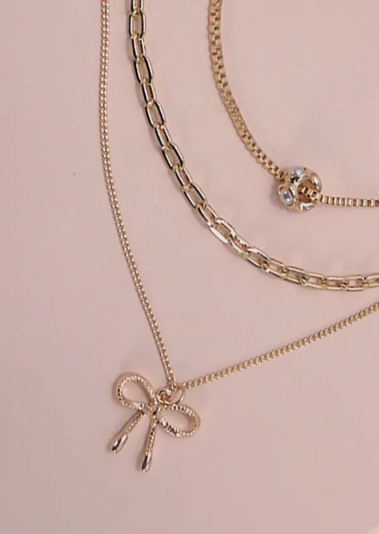 Multi Layer Pearl Bow Necklace