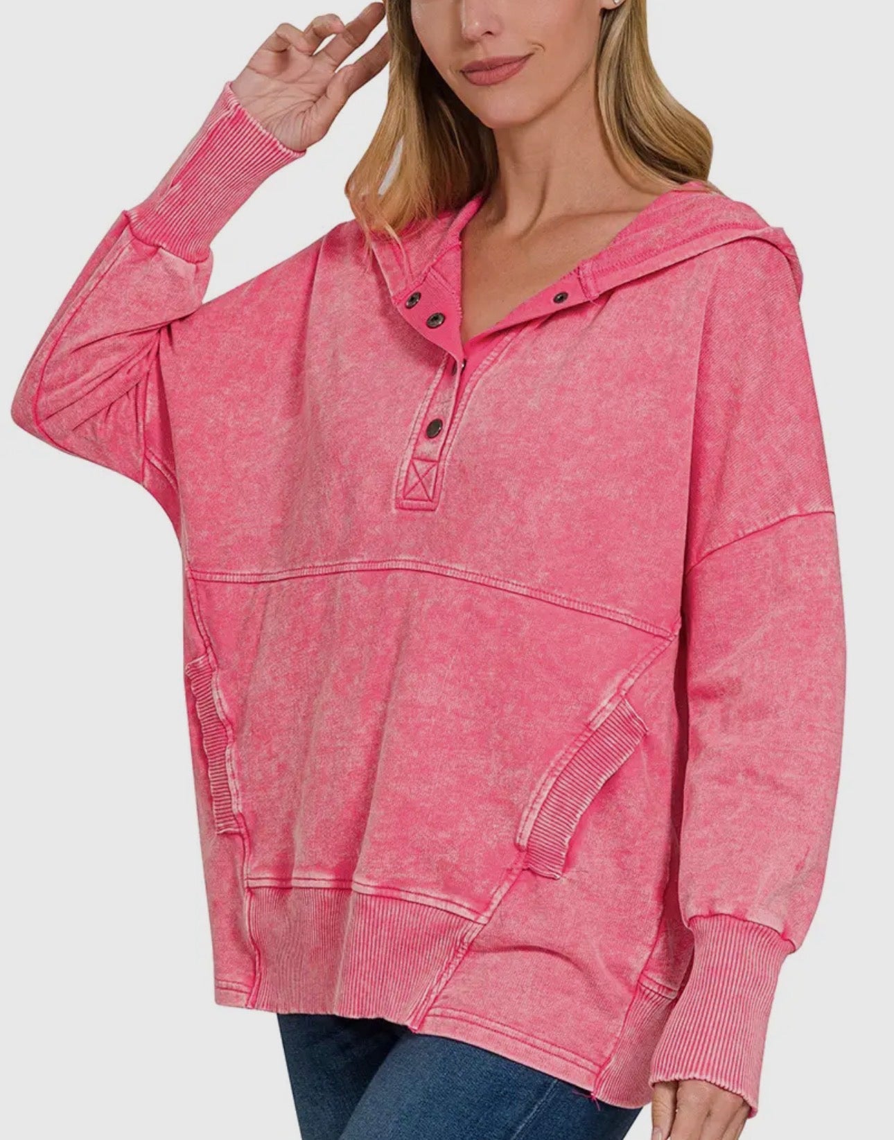 Acid Wash Kangaroo Pocket Hoodie