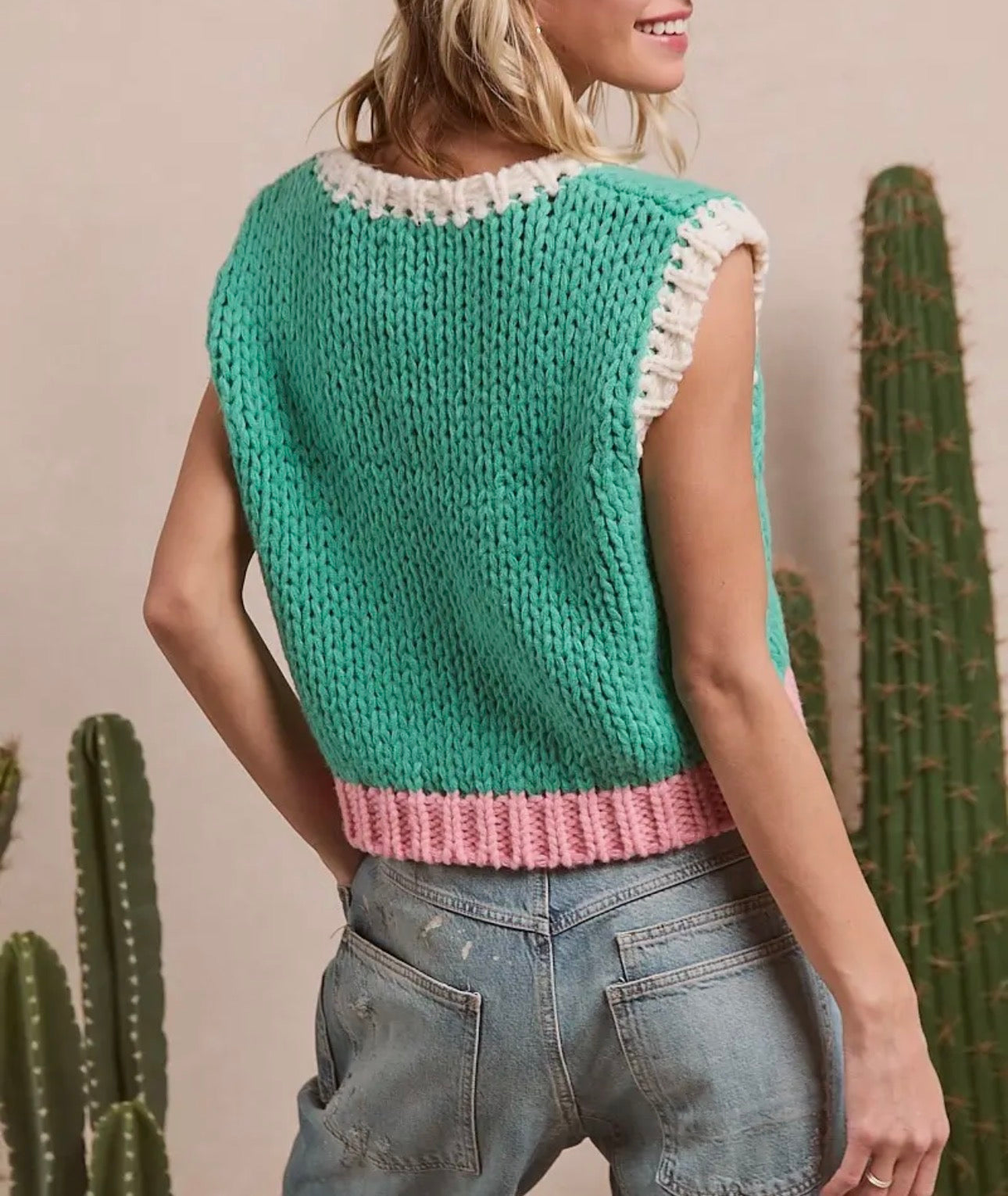 Colorblock Sleeveless Sweater Top