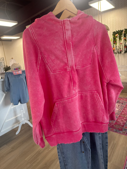Acid Wash Pink Hoodie