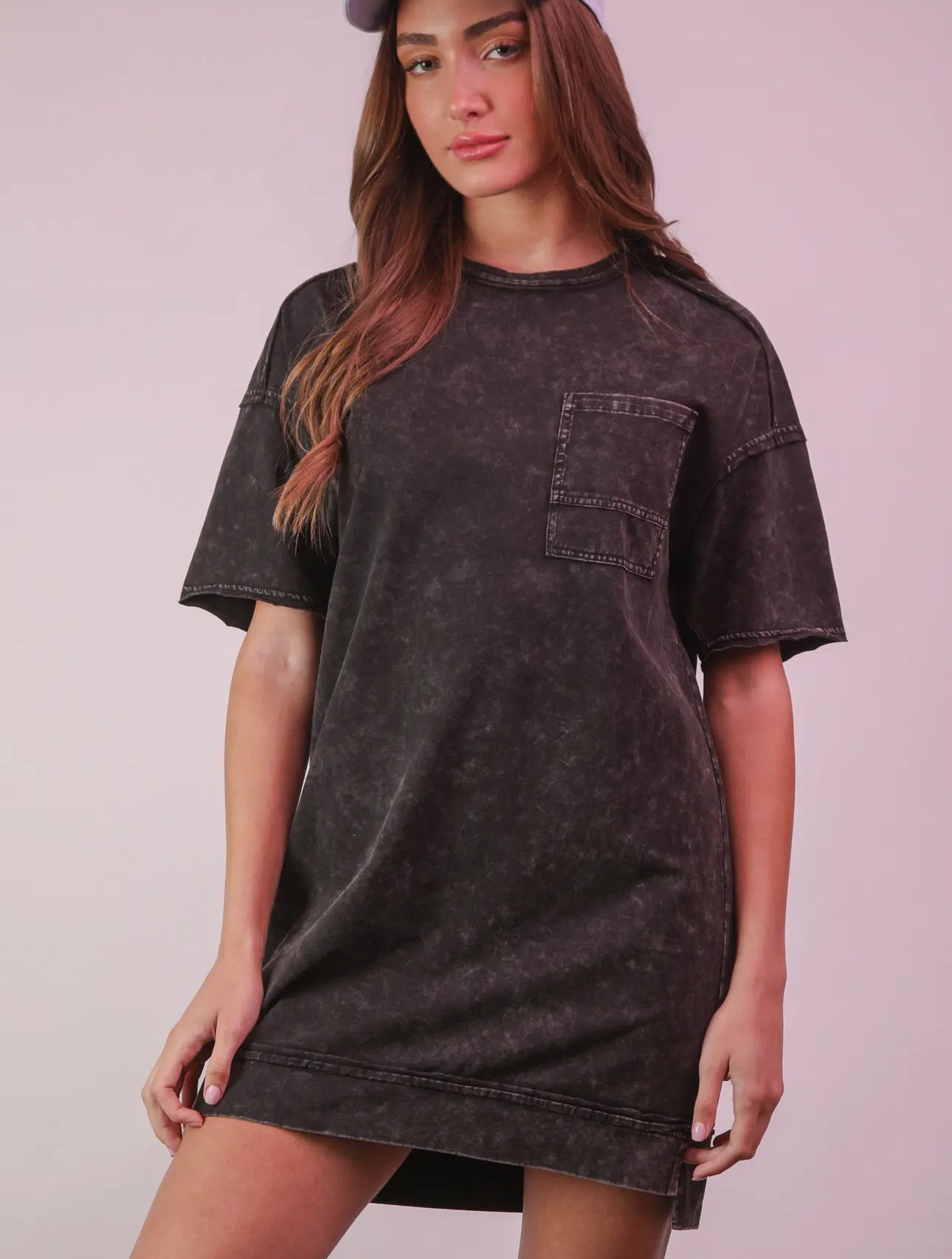 Mineral Washed Oversized Mini Dress