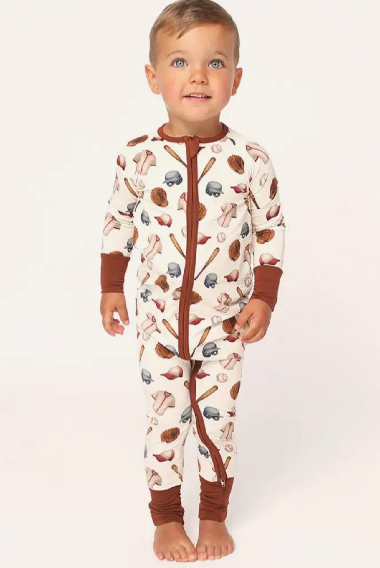 Bamboo Zip Romper | Baseball