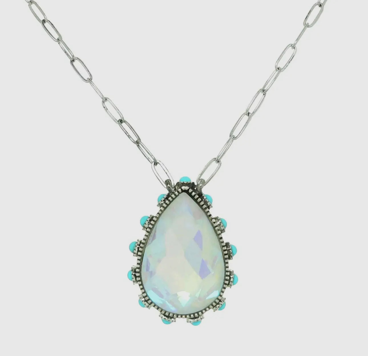 Western Teardrop Cut Gemstone Turquoise Necklace