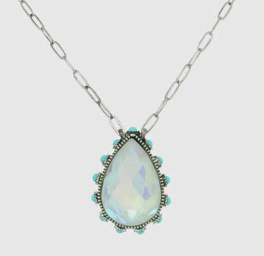 Western Teardrop Cut Gemstone Turquoise Necklace