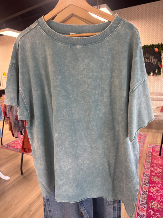 Raw Edge Dusty Blue Tee