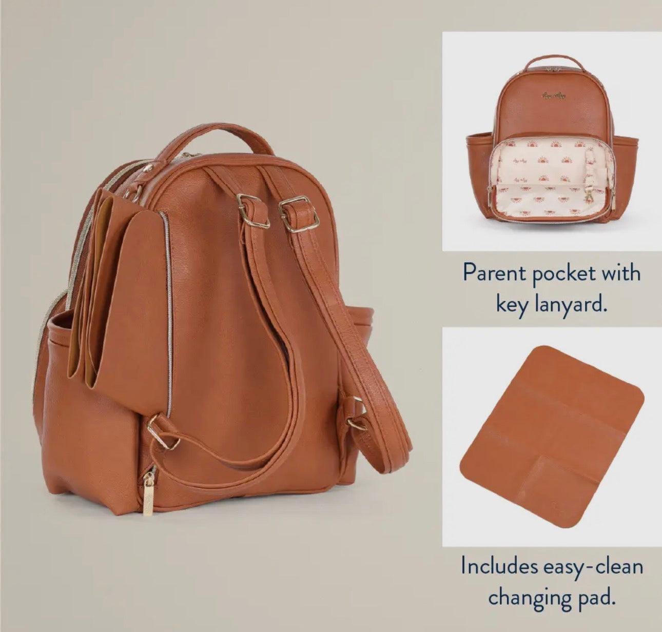 Cognac Itzy Mini Plus Backpack Diaper Bag