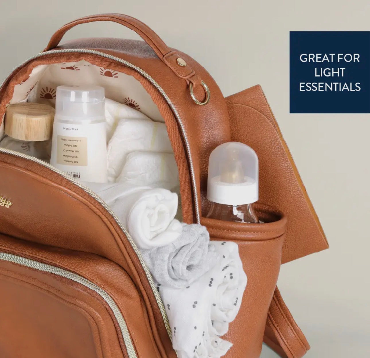Cognac Itzy Mini Plus Backpack Diaper Bag