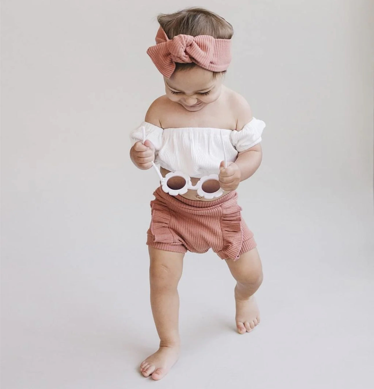 Ribbed Crop Top Set | Dusty Rose