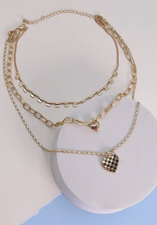 Triple Layer Heart Necklace
