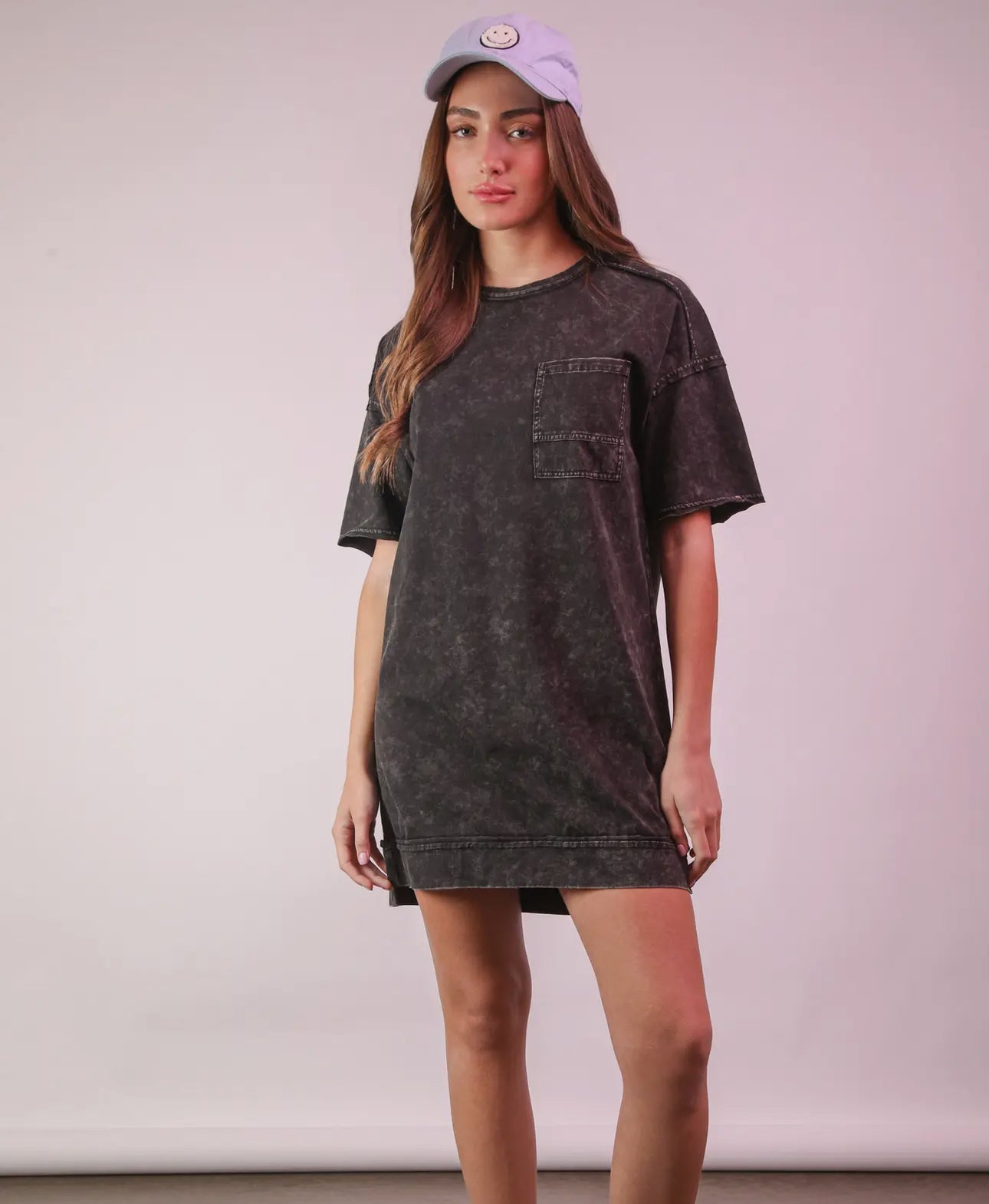 Mineral Washed Oversized Mini Dress