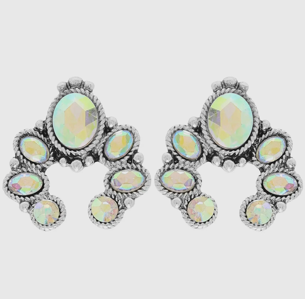 Western Jeweled Squash Blossom Earrings