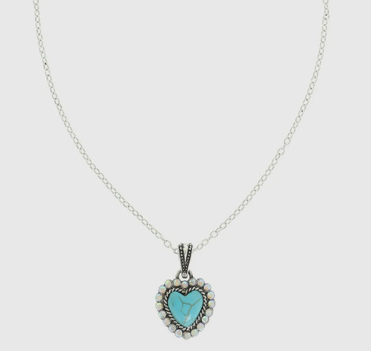 Western Heart Crystal Pendant Necklace
