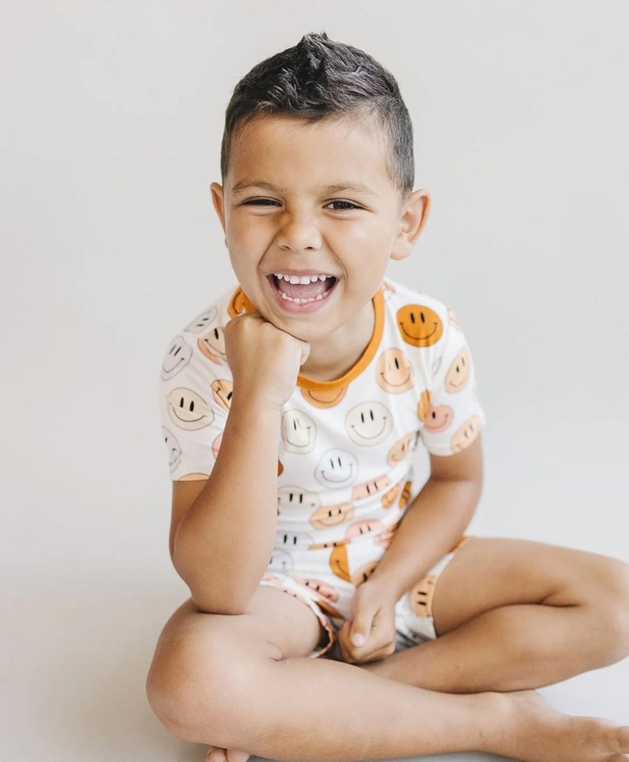Smiley Bamboo Two Piece Shorts Set | Copper