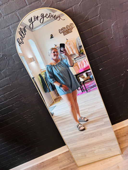 Off Shoulder Romper | Denim