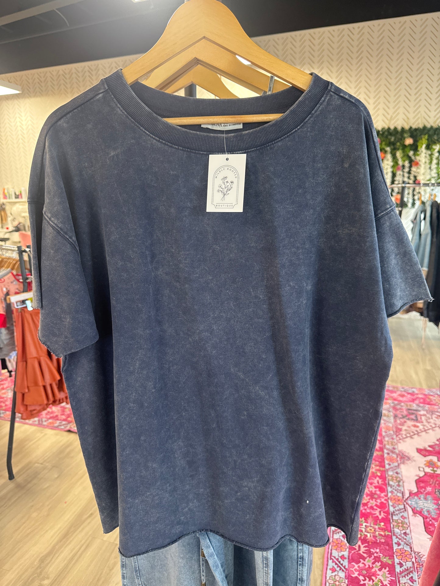 Navy Blue Acid Tee