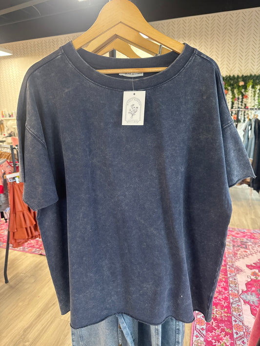Navy Blue Acid Tee