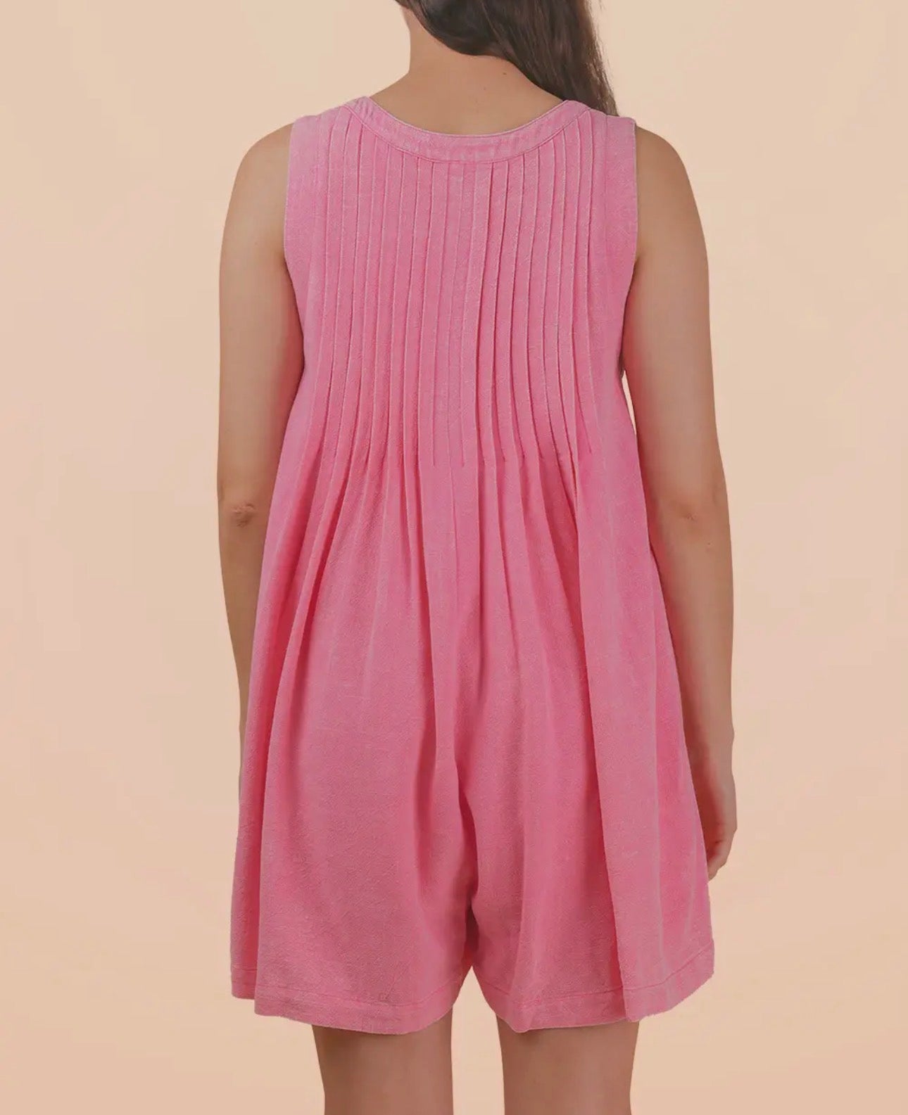 Mineral Washed Pleated Romper
