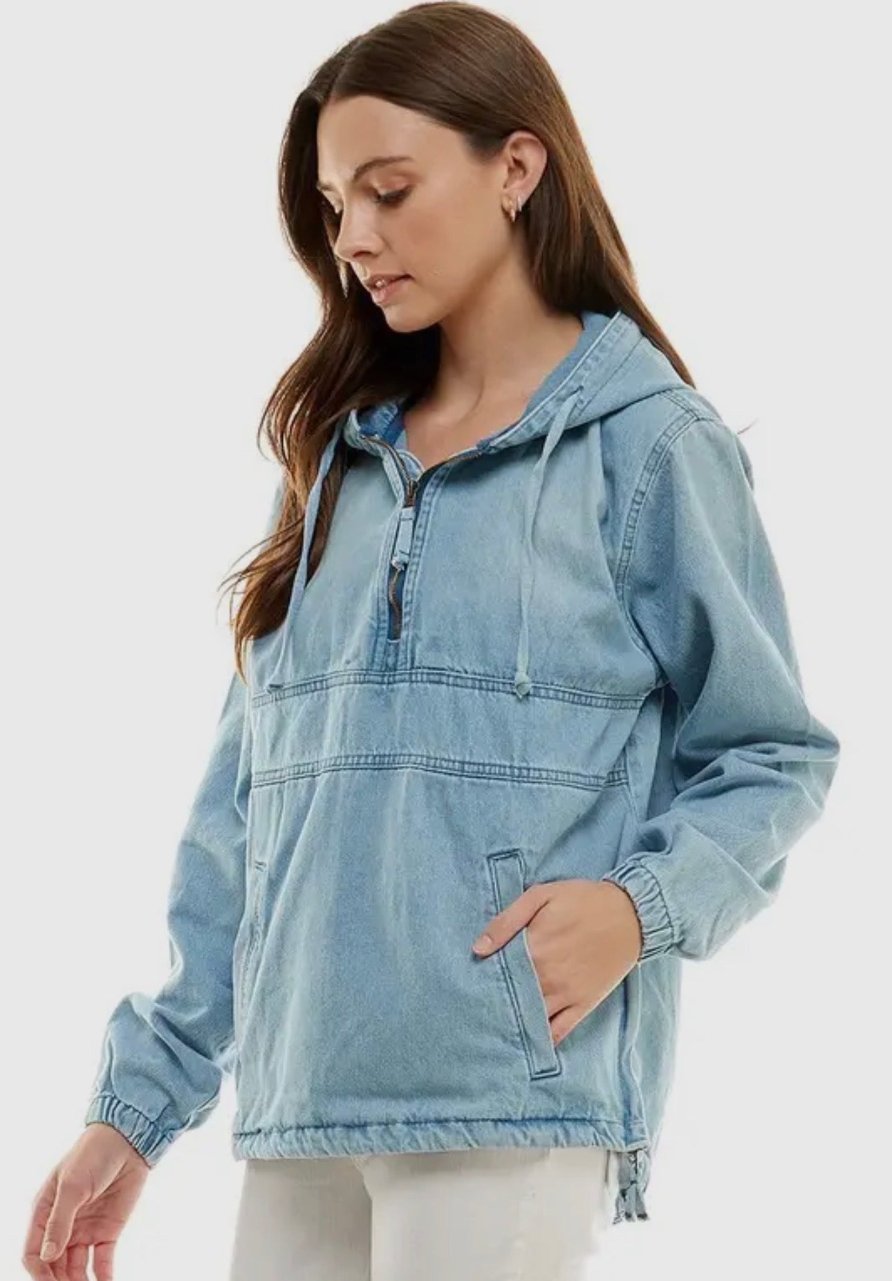 Denim Jacket w/ Pockets & Hood