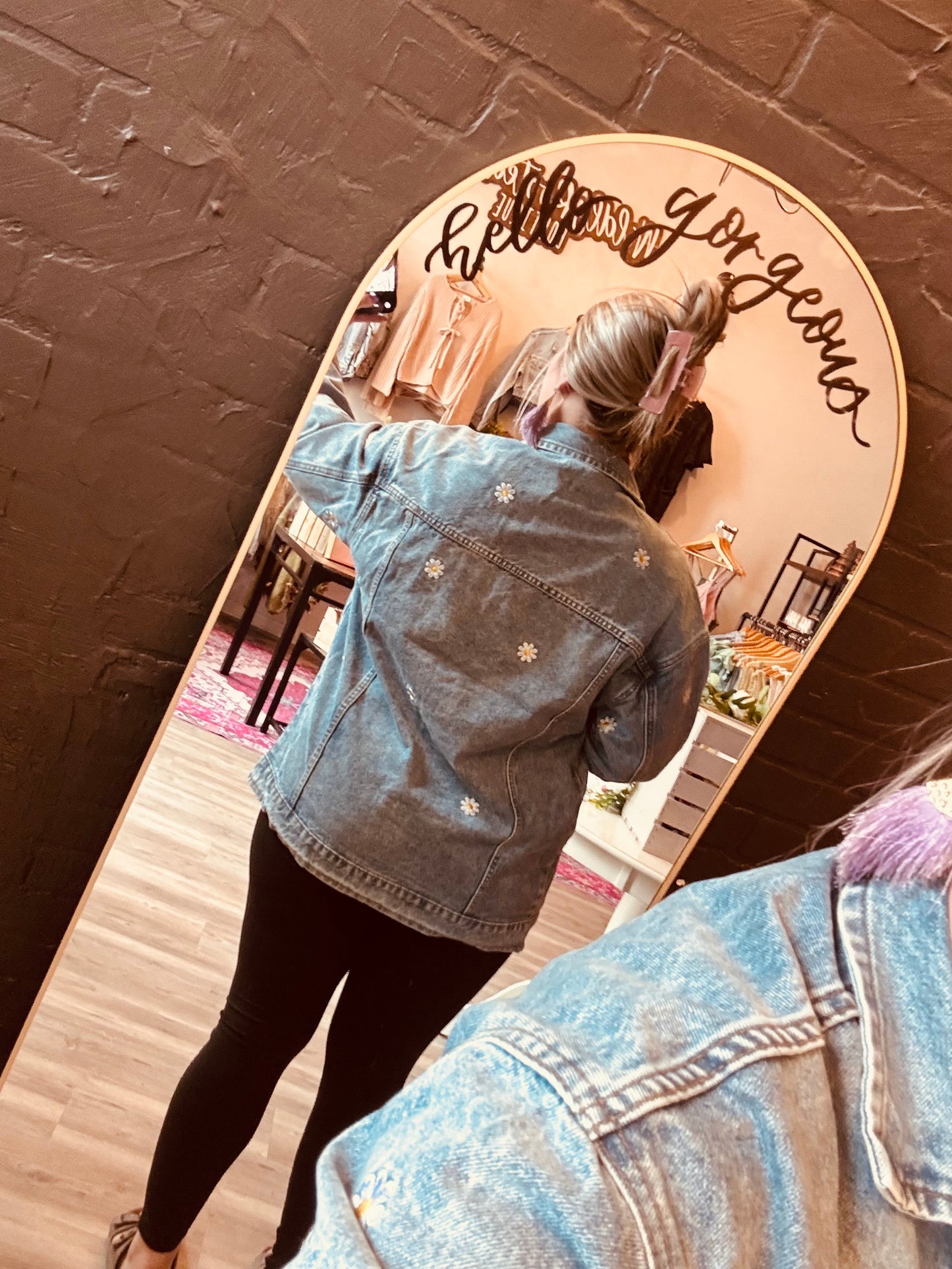 Embroidered Oversized Denim Jacket | Flower