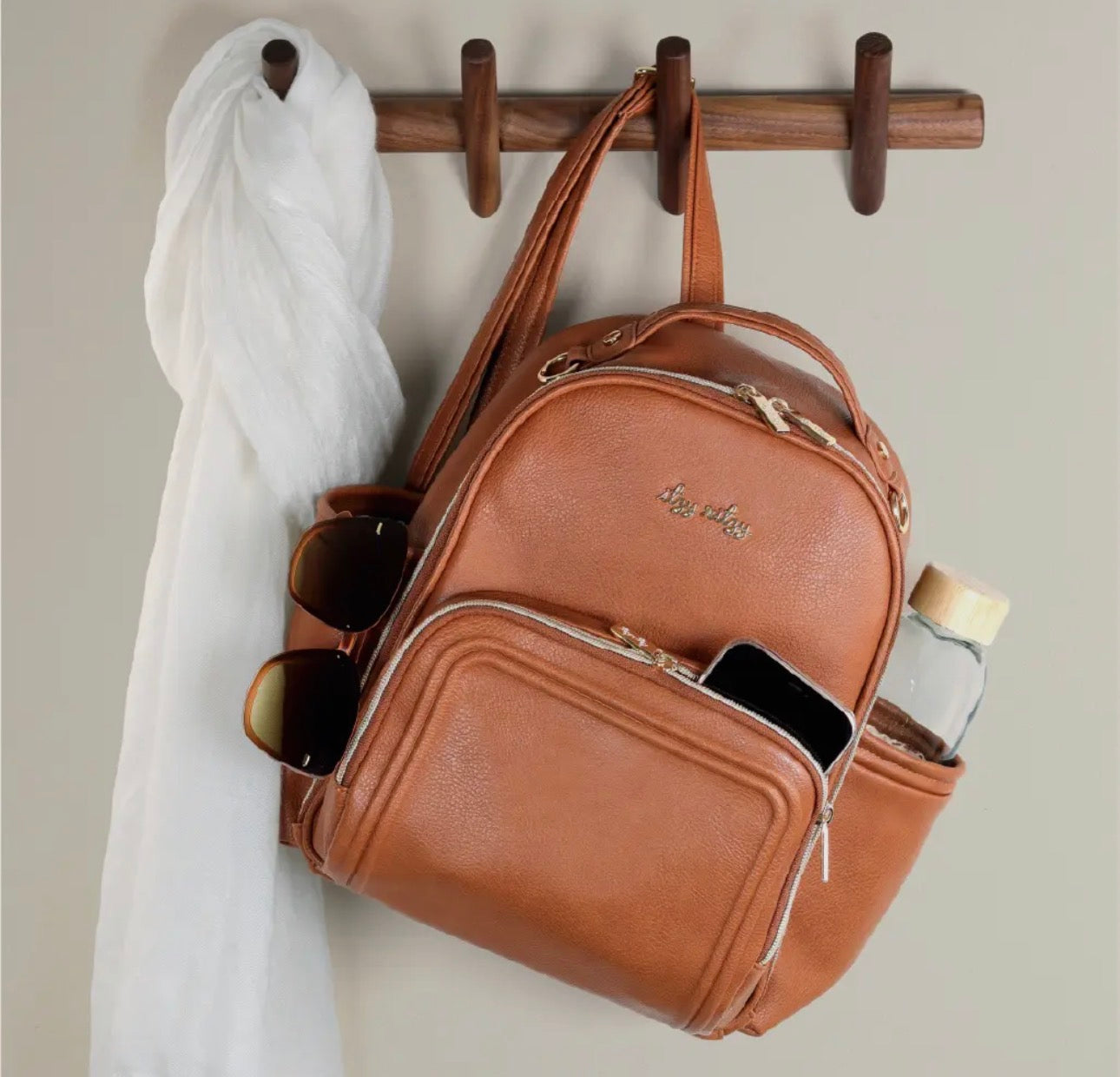 Cognac Itzy Mini Plus Backpack Diaper Bag